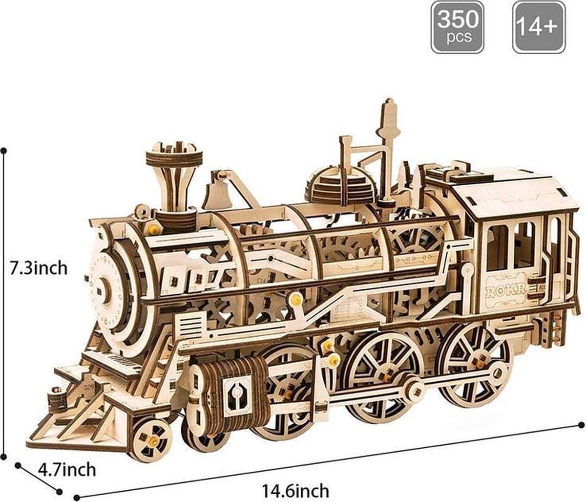 Houten 3D puzzel voor volwassenen | Locomotief | Vrije tijd | Ontspanning | Tot rust komen | Robotime | Model bouwpakket | By You-Home.nl